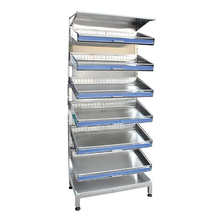 BMS2 Hospital Furniture Steel Single Double Side West Drug Medicine Shelf