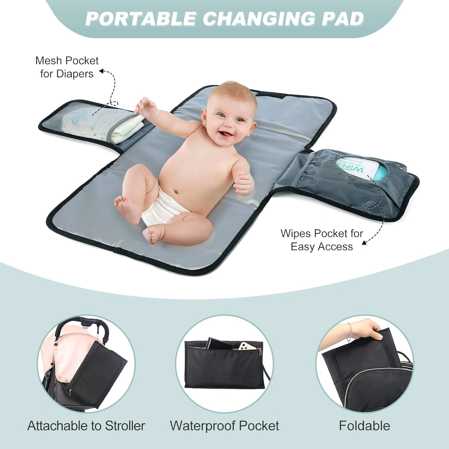 Custom Travel Mommy Diaper Backpack Baby Organizer Bag With Changing Pad Pacifier Case