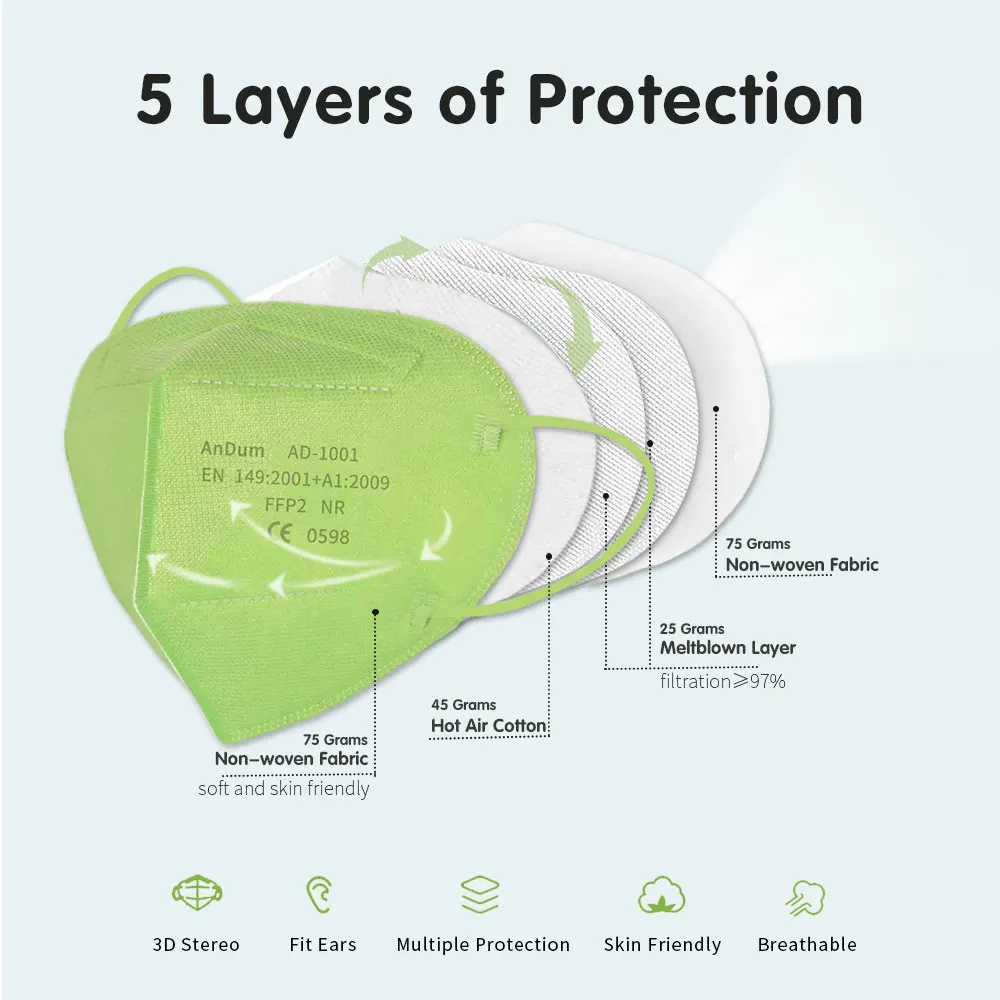 Andum melt blown directly sales mass spot protective civil anti dust single useface disposable mouth mask with decorative