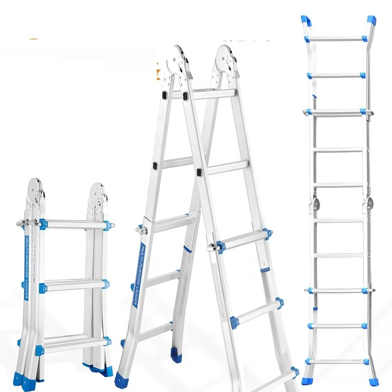 High Load Bearing Multifunctional Folding Aluminum Ladder Outdoor Work Folding Scaffolding Herringbone Ladder