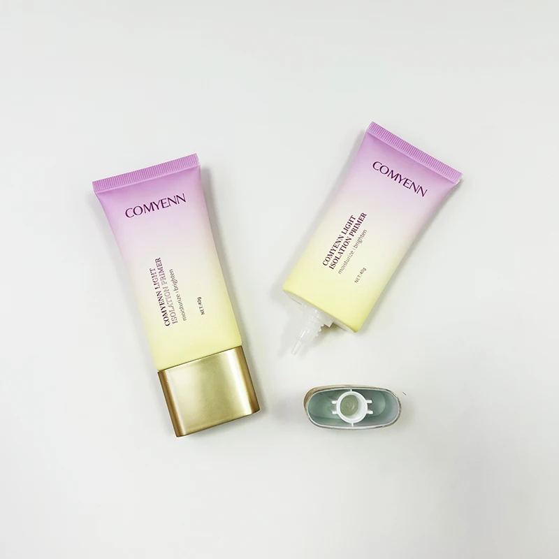 Custom Cosmetic Packaging Matte Gradation Color Flat Tube 50ml Sunscreen Lotion Cream Bottle Packaging Hand Cream Squeeze Tube