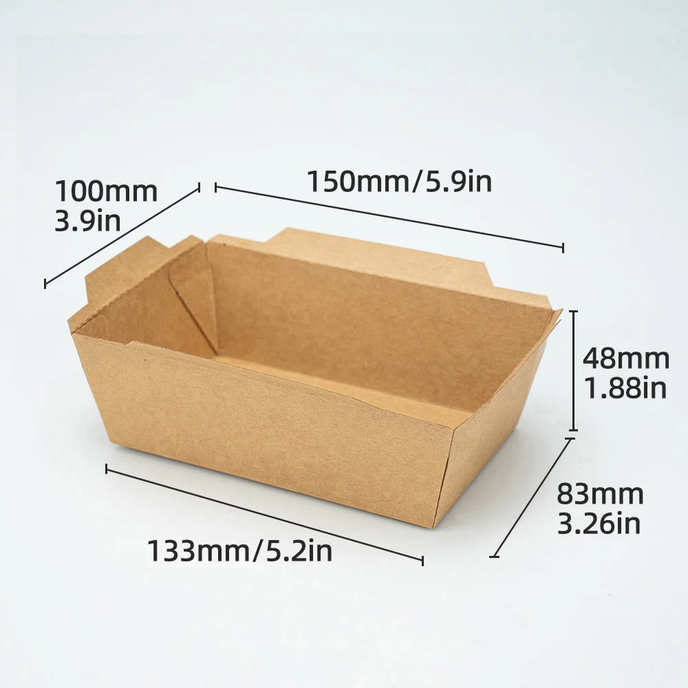 600ml Kraft Paper Lunch Boxes Take Out Food Containers Microwaveable Leak Resistant Food Containers Recyclable Kraft Paper Boxes