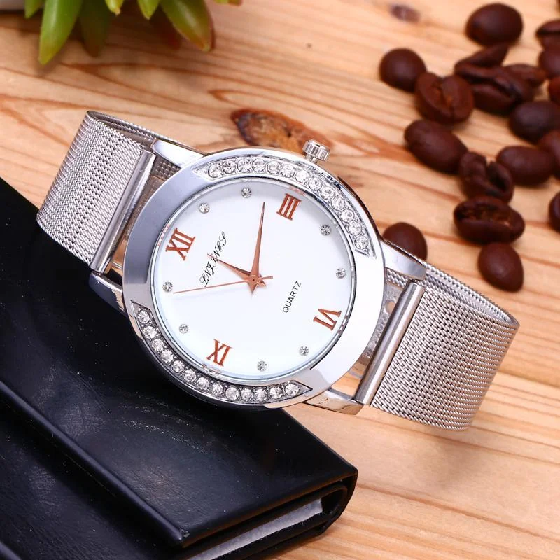 
Best Selling All-match Luxurious Women Diamond Watches Stainless Steel Watch Custom Logo 