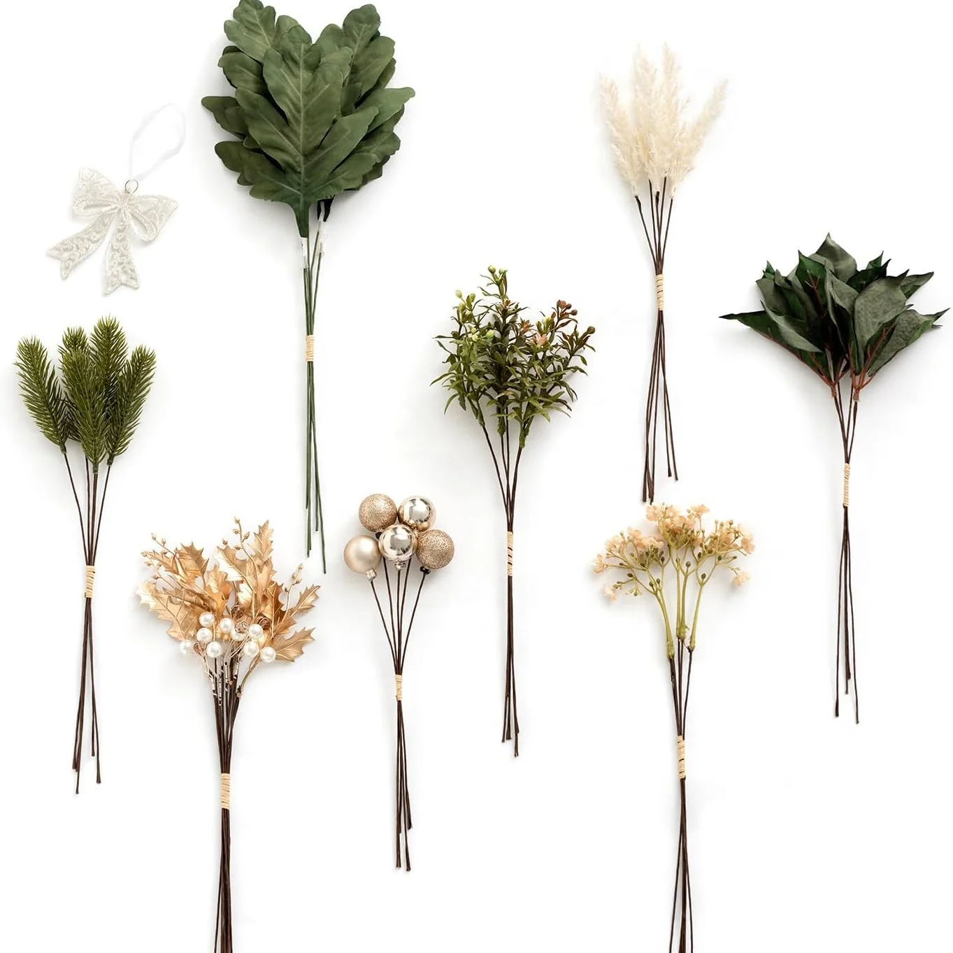 High Quality Silk And Plastic Greenery Champagne Christmas For Wedding Bouquets DIY Decor