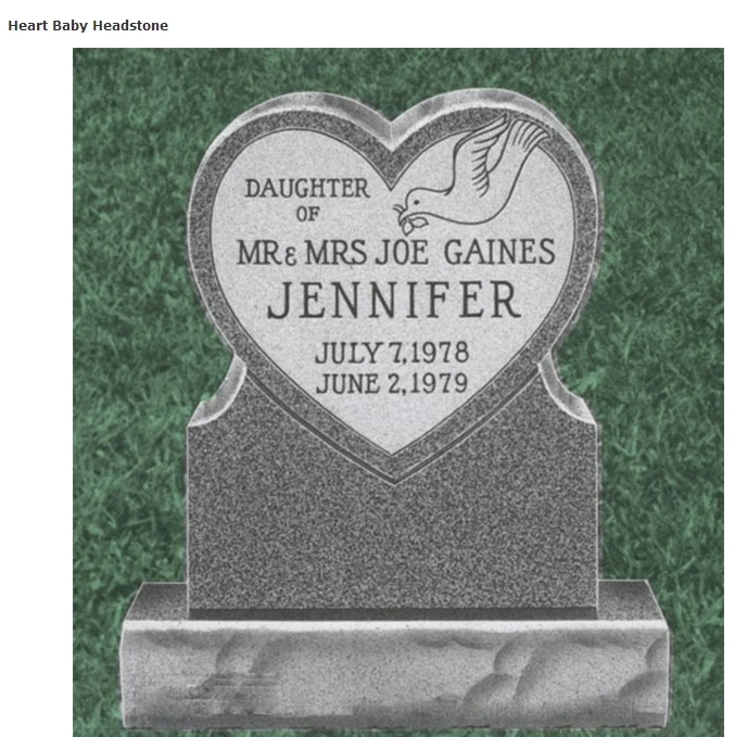 Carving Angel heart shape China light grey granite Headstone for babies