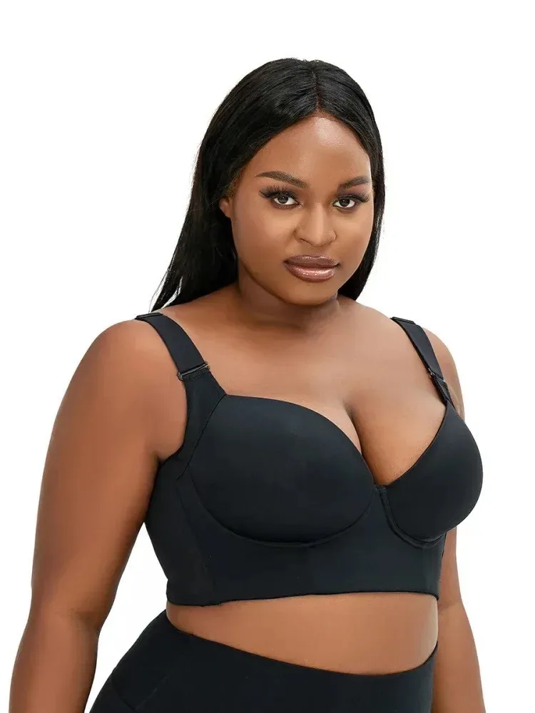 Adjustable New Push-Up Bra Body Shapewear Solid Hides Back Fat Plus Size Bras