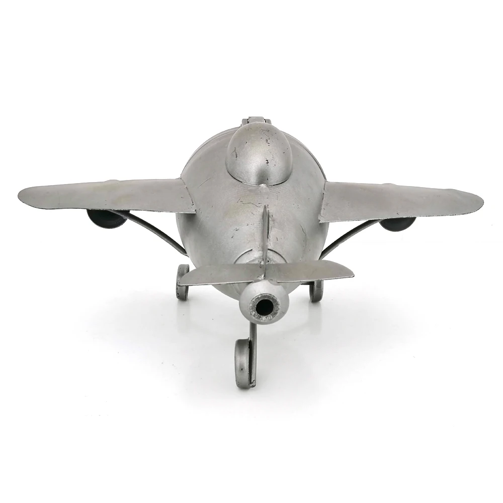 Rainhou hand made grey  airplane  metal desk & table home decor craft clocks