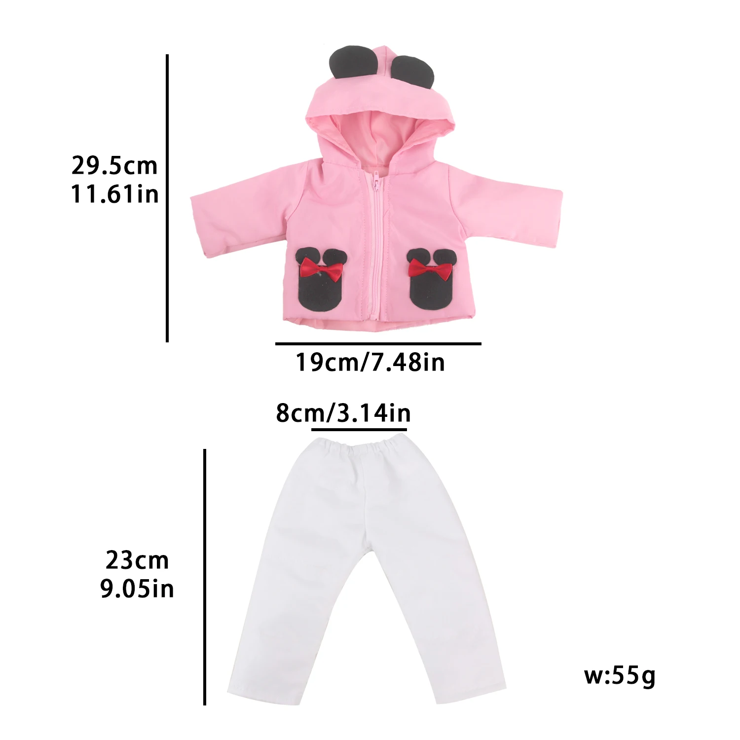 new  18 inch doll clothes girl doll clothes cartoon pattern  down jacket with pants