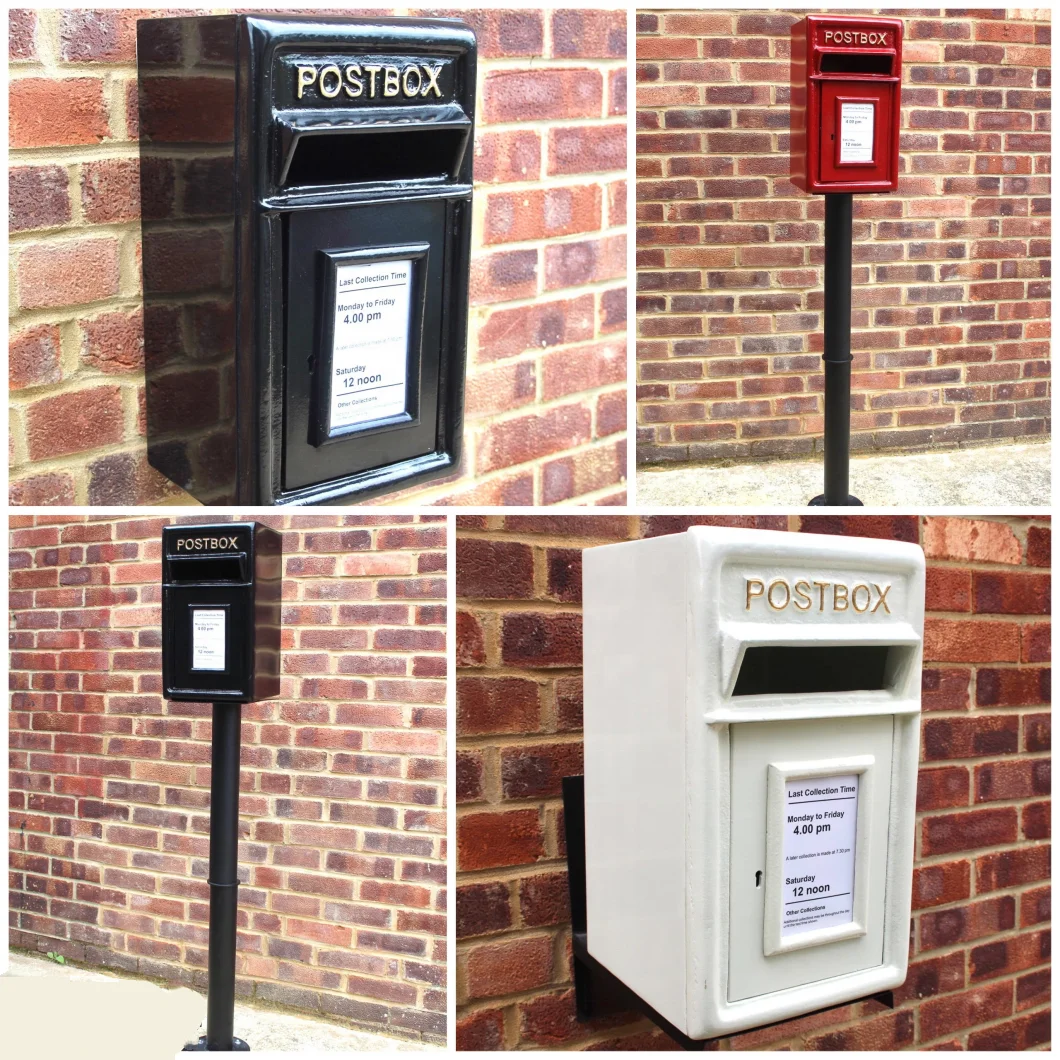 Cast Iron Euro Royal Mail Post Box Postal Boxes Black Wall Mounted British Mailbox Lockable Letter Enclosure