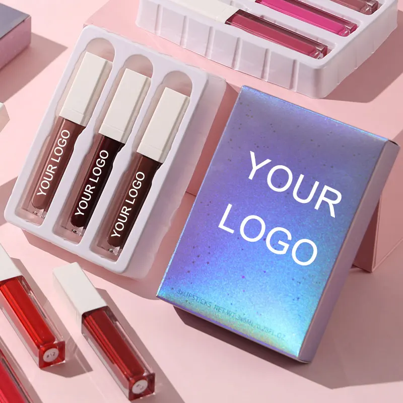 Низкий минимальный заказ индивидуальная торговая марка Матовая жидкая помада набор для макияжа долговечная пигментированная Губная помада макияж подарок