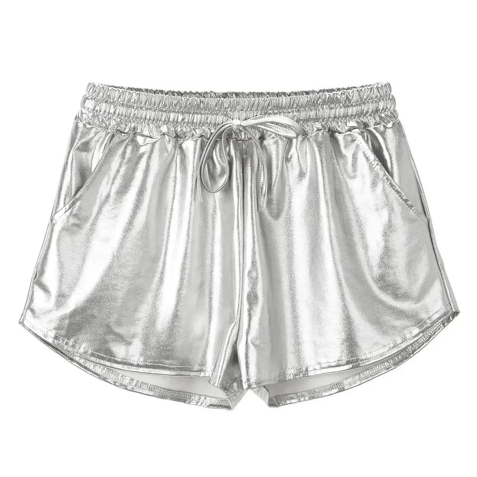 Luxury Summer Elastic Band Blank Glossy Girls Hip Pop Shorts Shiny Nylon Performance Womens Jazz Shorts