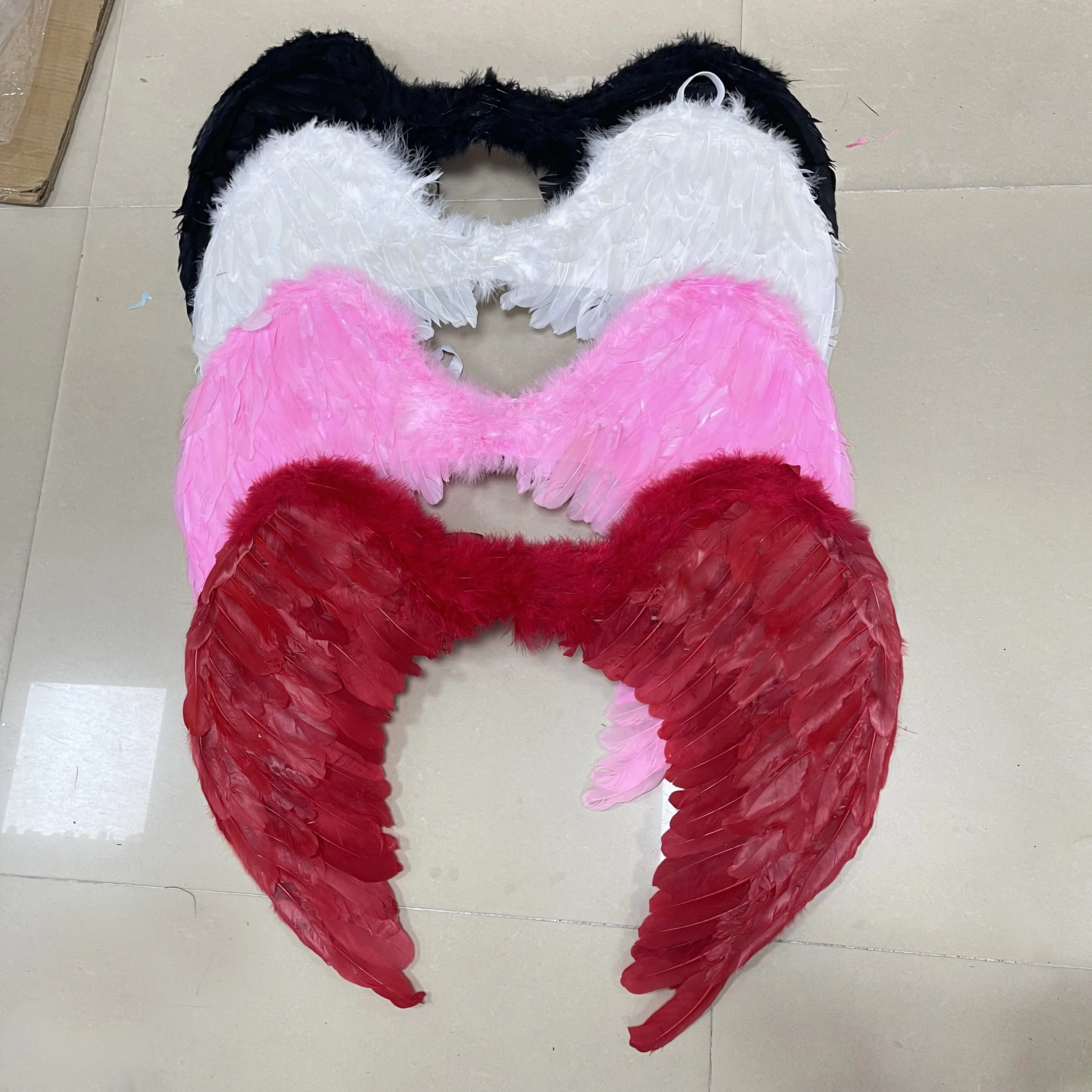 Custom Carnival White Red Black Large Angel Fairy Feather Wings for Halloween Fancy Dress Costume Accessory