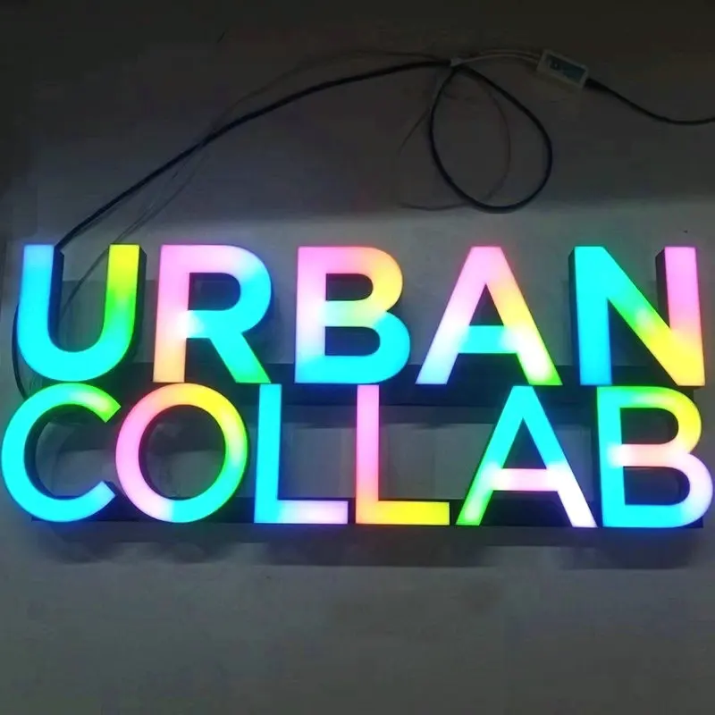 Outdoor led acrylic advertising real estate sign post Resin light letters with brushed stainless steel