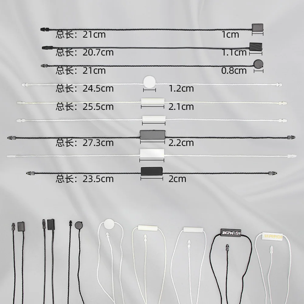 Luxury hangtag rope clothing polyester thread string product seal string with embossed logo plastic seal hang tag string