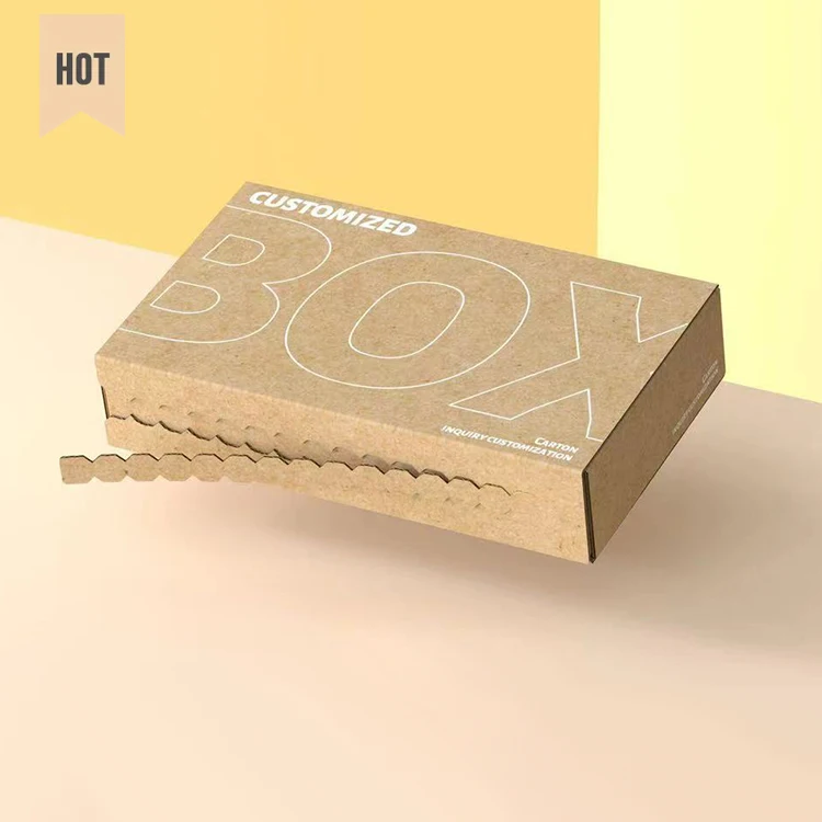 Custom brand logo Cardboard Zipper Commerce Mailing corrugated Adhesive Tear Strip Open Shipping Mailer paper Box