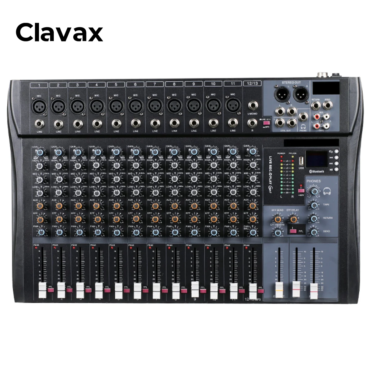 Профессиональный аудио микшер Clavax MR-120S MR 120S консоль HD DJ плеер независимая фантомная мощность 12 каналов USB Blue tooth