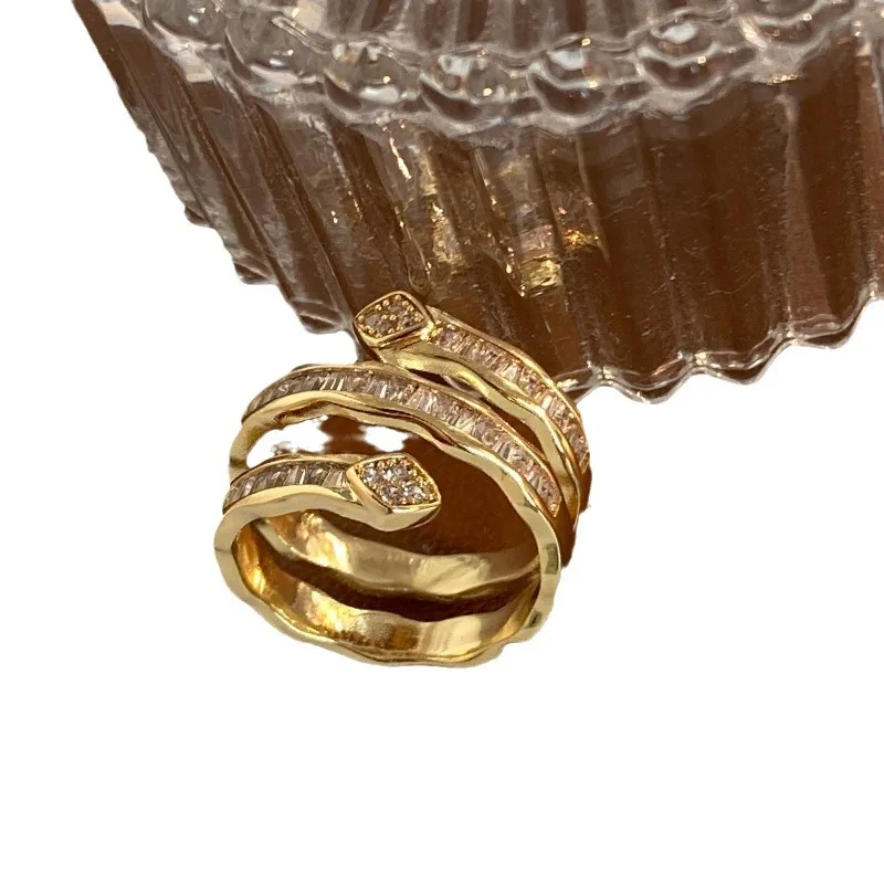 Factory Jewelry Personalized Copper Gold  Cubic Zirconia Engagement Rings For Women Double Stone Ring