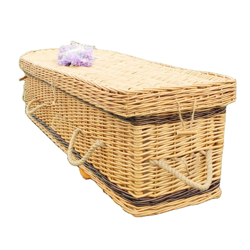 adult european style Eco Friendly Funeral Wicker coffin for the dead
