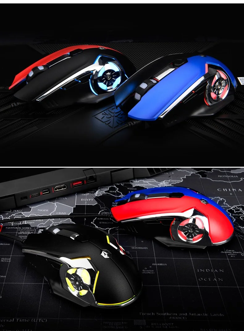  Ajazz AJ120 эргономичная Проводная игровая мышь RGB с подсветкой 6-клавишной программируемой и боковой кнопкой шкива для PUBG
