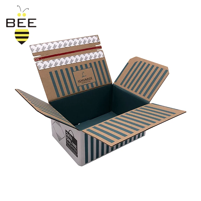 Recycled Corrugated Cardboard Shipping Boxes With Logo Eco Soy Ink Printing Self-adhesive Sealing Tear-off Strip Pink Paper Boxes