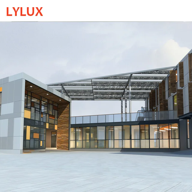 Quick assembly 3 floor prefabricated steel building, quarantine shelter, aluminum facade building