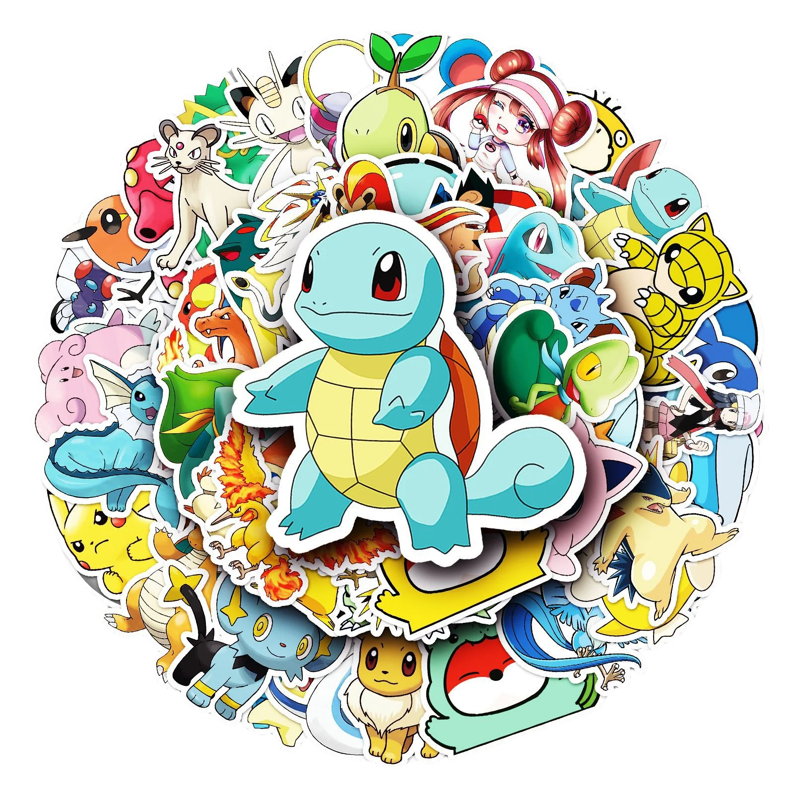 wholesale 50pcs High Quality Mobile Phone Die-cut Self-adhesive Vinyl PVC Manga Sticker Printing Pokemoned Anime Stickers