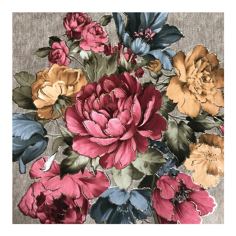 100% polyester Custom Flower Printed cheap wholesale sofa upholstery velvet fabric