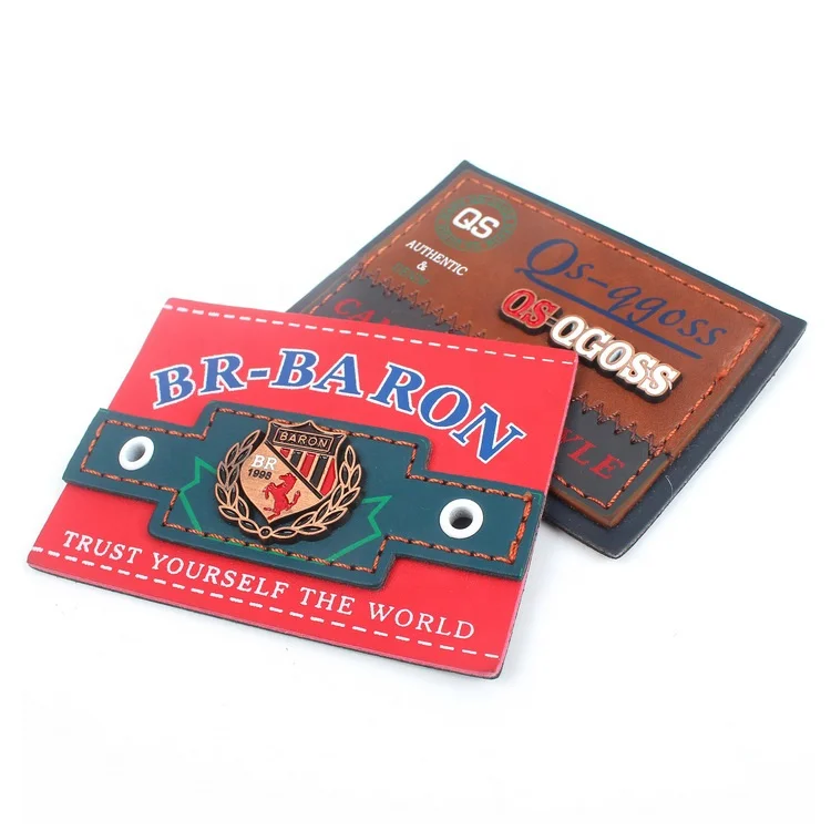 Handmade Patches Maker Custom Printing Name Fake Leather Denim Labels with Metal Stamping Logo