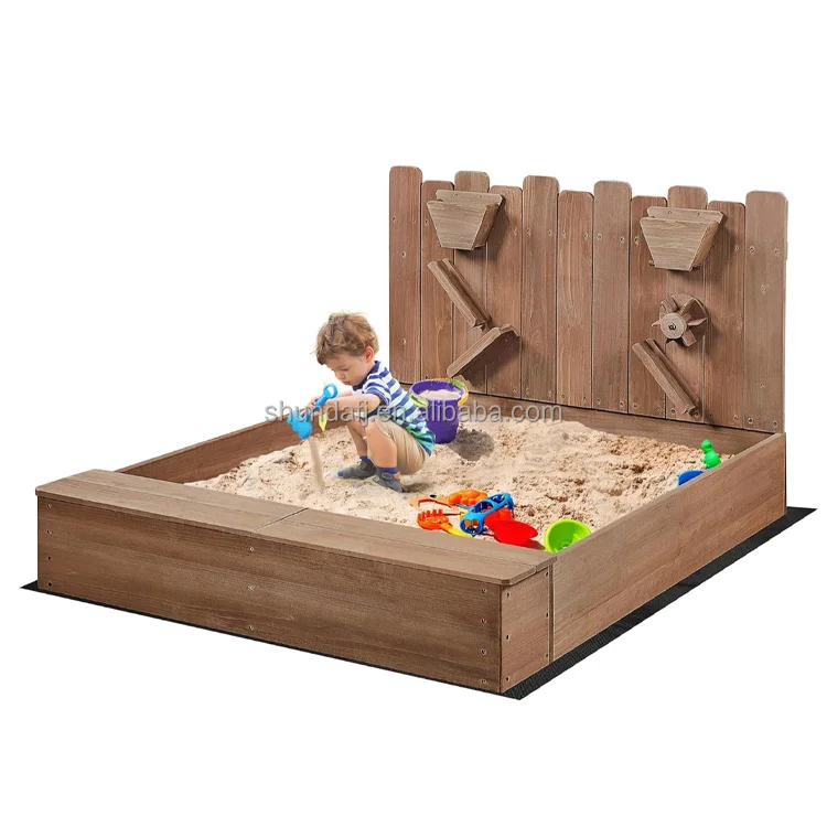 SDSB106 Sandboxes for Backyard Patio Garden Beach Outdoor Play Use w/Fabric Liner Funnel Chutes Spinning Wheel