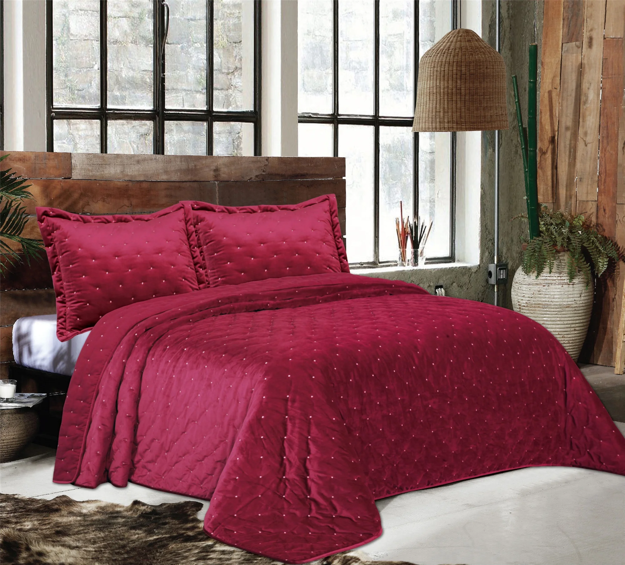 Personalized Luxury Velvet Quilted Bedspread with New Popular Design