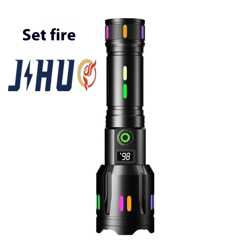 Multifunctional Outdoor White Laser Flashlight Strong Light Zoom Long Battery Life Digital Display Hand-held Fluorescent LED