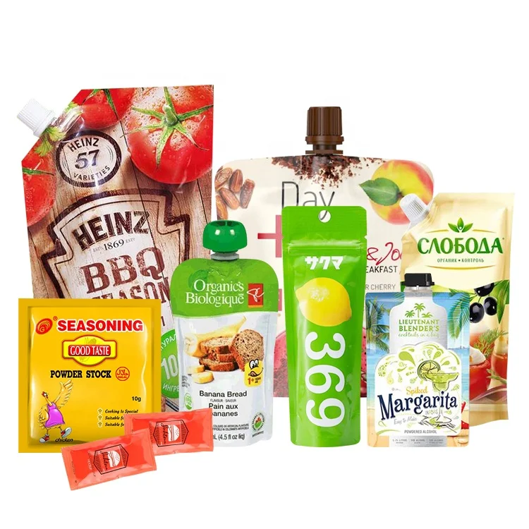 2023 Custom Print Zipper Seal Plastic Aluminum Foil Baby Food Grade 1L Wine Beverage Juice Milk Spout Pouch Bag