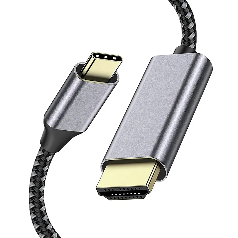 New HD gold plated mobile phone PC plug nylon braided audio and video converter cable