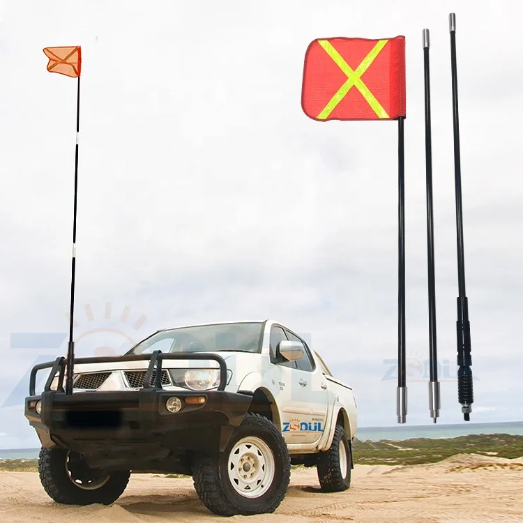 6/8/10/12 ft12V Mine Antenna Whip Led Lighted Safety Flag with Reflective flag Fiberglass Tube  for Mining Off road Truck