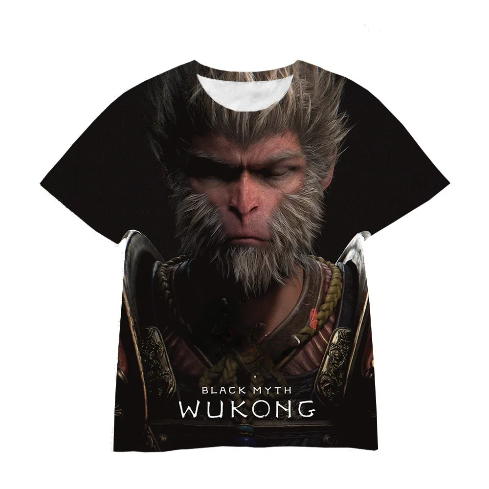 New black myth Wukong cartoon game 3D digital printing loose casual T-shirt