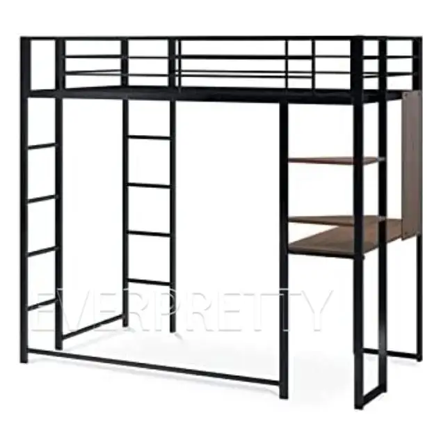 Hostel University Dormitory Furniture Student Dormitory Steel Loft Bed with Wardrobe