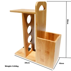 3 Tier Pull Out Revolving Magnetic Bamboo Spice Jar Bottle Organizer Rack With Utensil Holder Space Saving