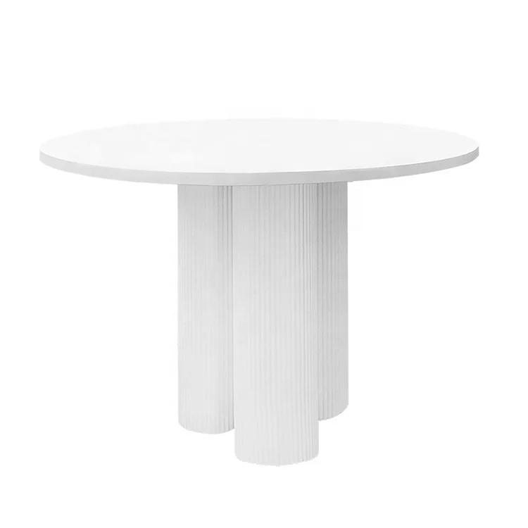 Wholesale modern design custom solid wood legs round marble stone plate dining table