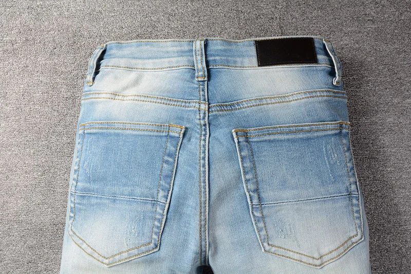 Rts For 827 Dropshipping wholesale streetwear ripped hole jeans boyfriend tapered damage blue destroy men jean