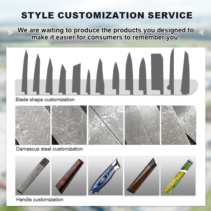 Octagonal Wooden Handle 8 inch Blue Razor Sharp High Carbon Damascus Steel Knife Chef Knife AUS10 Japanese Gyuto Knife