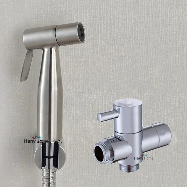 Handheld Bidet Shower Set Toilet Shattaf Sprayer Douche kit Bidet Faucet,Brushed Nickel, 304 Stainless Steel Bidet Spray