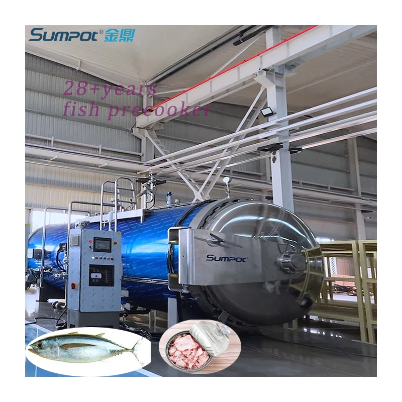 Industrial automatic seafood crab tuna sardine fish precooker
