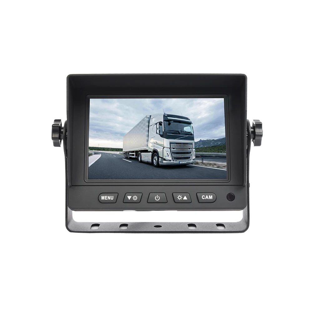 PJAUTO 5 Inch IPS Monitor 3 Way Input Digital Rear View truck bus Car Monitor System with Sun Shield