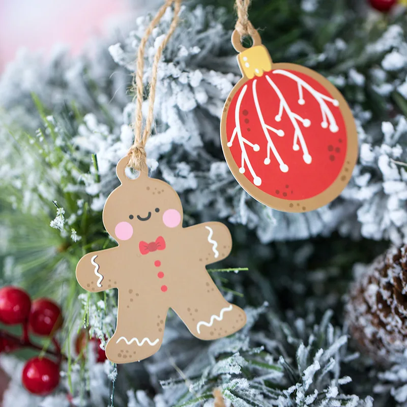 New Year Christmas Tree Gift Paper Card  Tag Decoration Made of Cardboard New Year Christmas Theme