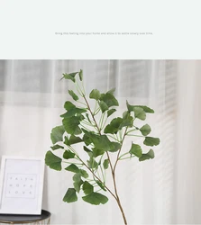 Artificial Ginkgo Biloba Leaves Greenery Stems Plants Farmhouse Home Garden Decor Artificial Faux Ginkgo Leave Branches Decor