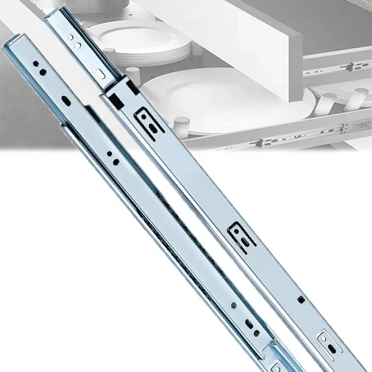 Furniture Hardware 2-Fold  Cabinet Channel Track 35mm Ball Bearing Drawer Slides