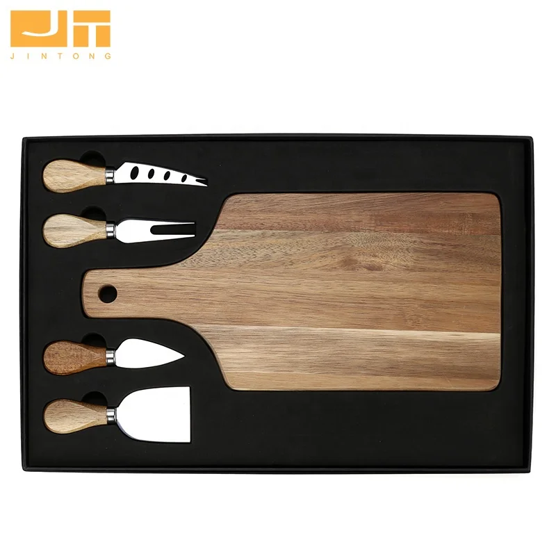 High Quality Factory Acacia Cutting Board wood with cheese knife Cheese Tools Set for Gift