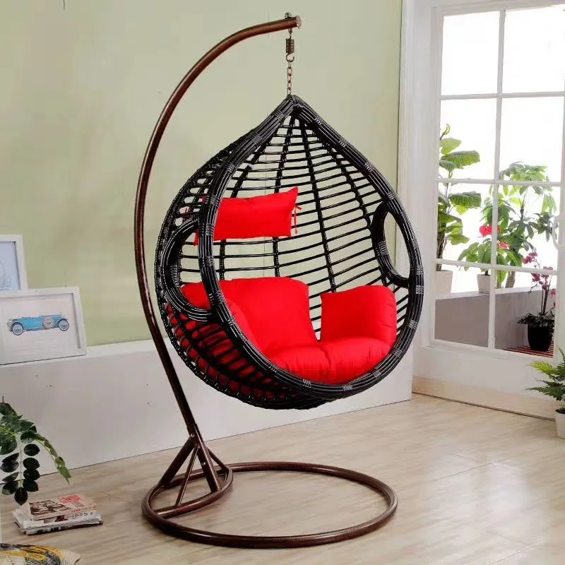 The Newest Design Patio polyester swing hammock chair Multicolored Hanging Rattan Chair Outdoor Bird Nest Shape Rocking Chair