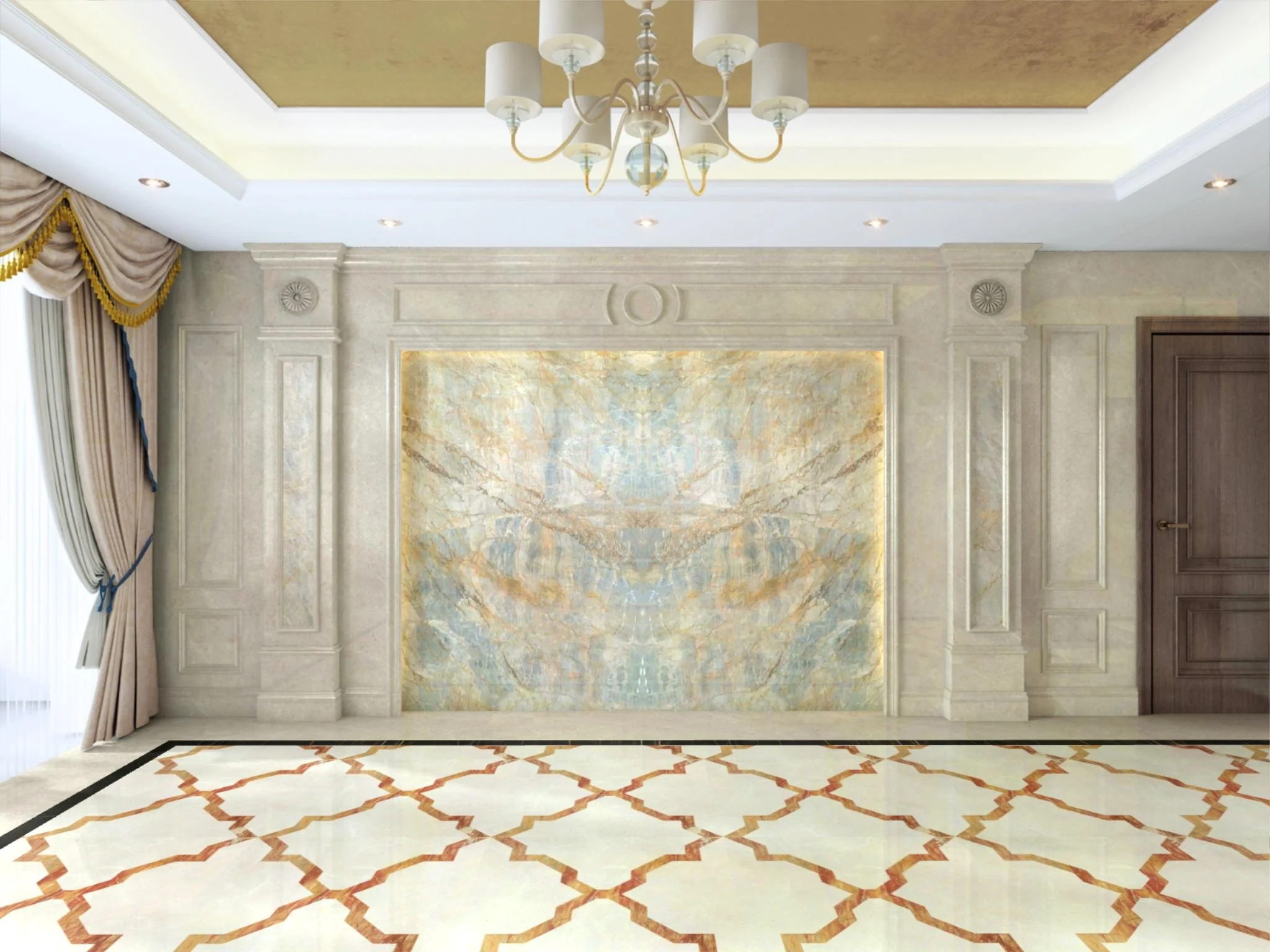 BOTON STONE Classical Design Natural Stone Waterjet Hotel Luxury Medallion Marble