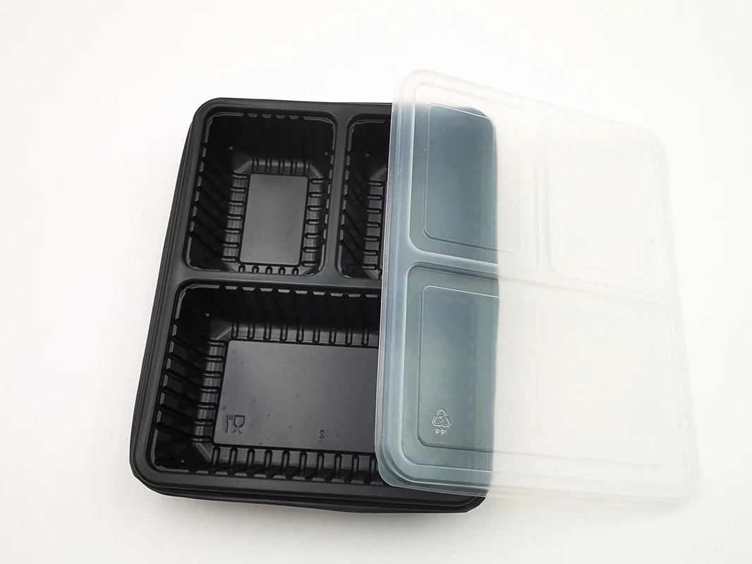 bento box 3 compartment leakproof  microwave lunch box takeaway packaging fast food container pp plastic with lid